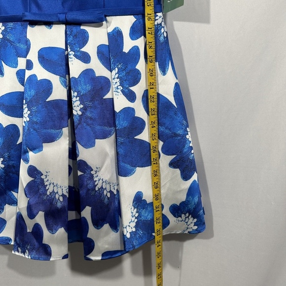 NEW $220 Glamour by Terani Couture [ 8 ] Floral Open Back Mini‎ Dress Blue - Picture 4 of 15